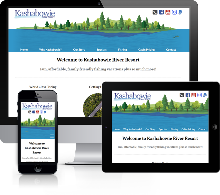 Website for Kashabowie River Resort
